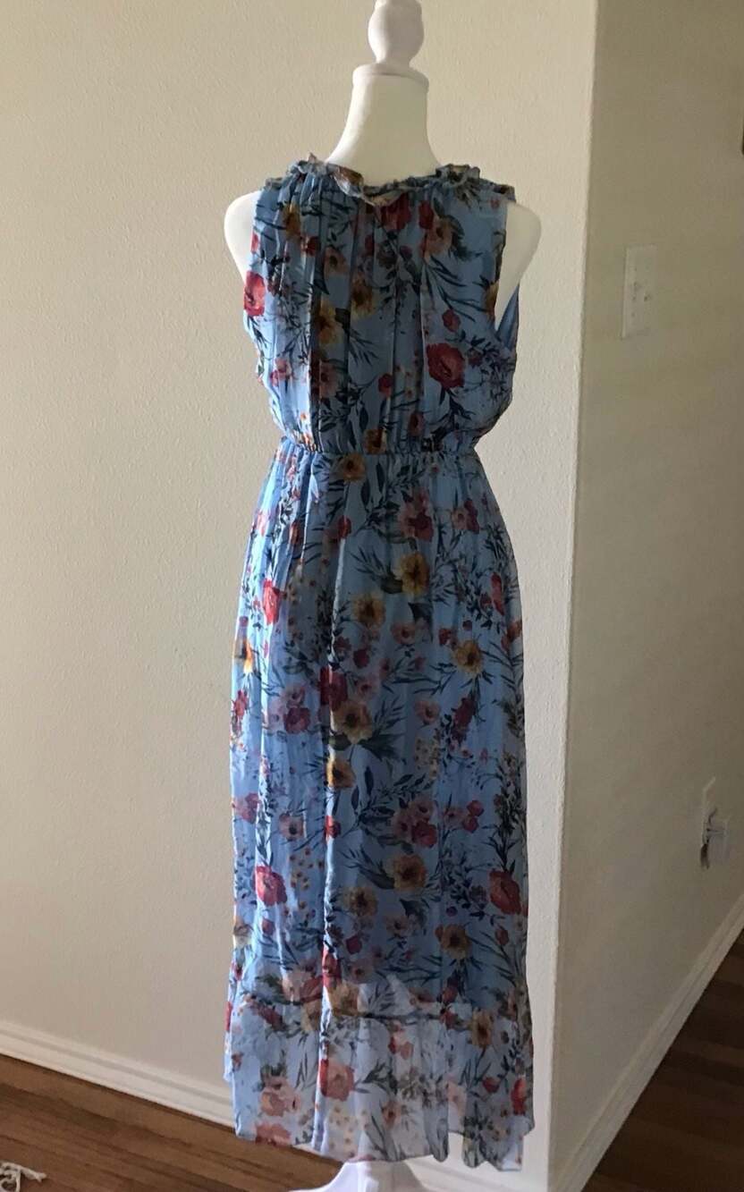 Le Ragazze Italian Floral Silk Blend Sleeveless Maxi Dress Size L boho - Picture 4 of 8